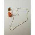 Fashion Necklace with Glass Bottle & Cork & Miniature Orange Slices on Bubbly Chain