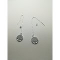 Sterling Silver Round Tree of Life Threader Earrings