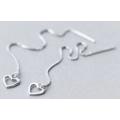 Sterling Silver Heart 74mm Threader Earrings