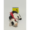 Small Ceramic Black & White Cow with Red Ribbon Around The Neck
