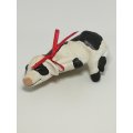 Small Ceramic Black & White Cow with Red Ribbon Around The Neck