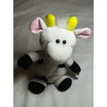 Black & White Pillow Cow with Red Ribbon