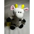 Black & White Pillow Cow with Red Ribbon