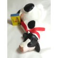 Black & White Ceramic Cow with Red Ribbon Around The Neck