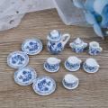 Miniature Tea Set (for Printer's Tray/Dollhouse) Blue & White 'Delft' Style