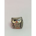 Miniature Ceramic Grey, Black & White Owl Orange Beak (Miniature, suitable for printer's tray)