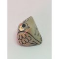 Miniature Ceramic Grey, Black & White Owl Orange Beak (Miniature, suitable for printer's tray)