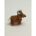 Miniature Brown & White Beaded Dog Keyring (Miniature, suitable for printer's tray)