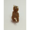 Miniature Brown & White Beaded Dog Keyring (Miniature, suitable for printer's tray)