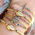Diva Zircon Bohemian Shell / Cross Gold Rainbow Crystal Bracelet