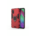 Samsung Galaxy A31 Shockproof Black Panther Magnetic Ring Stand Cover - Red