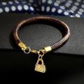Argent Craft Leather Braided Charm Bracelet with Mini Bag (Brown & Black)