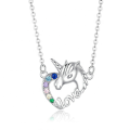 Diva Cute Unicorn Necklace Sterling Silver