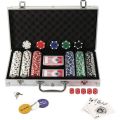 Poker Set 300 Pieces with Aluminum Case, 2 Decks of Cards, Dealer Button, 5 Dic