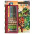 Dino World Colouring Book with Colouring Pens & Stickers