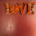 Red Jasper & Gold Leaf Love Sign - Hanging or Self Standing