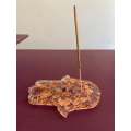 Chakra Gemstone & Copper Leaf Hamsa Hand Incense Holder - 12cm