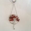 Brown Agate Silver Suncatcher with Crystal Point