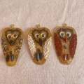 Christmas Tree Decorations - Mixed Gemstone Owl - Pack of 3