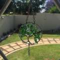Green Agate Silver Suncatcher with Crystal Point