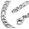 7mm Figaro Link 316L Solid Stainless Steel Bracelet Wrist Chain - 24cm