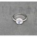 1.25ct Round Cubic Zirconia Halo Setting Ring - Size 7.75