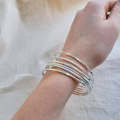 Stainless Steel Slip on Intertwined Cuff Stackable Bracelet