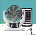 Rechargeable Solar Fan with 4500mah Battery and 6V 4W Solar Panel and USB Light