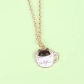 Cute Kitty in Coffee Cup Necklace