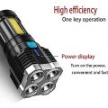 Strong Rechargeable COB Flashlight with Side Light and Battery Display