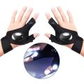 LED Flashlight Gloves Hands-Free Fingerless Light 1 Pair (Left + Right Hand)