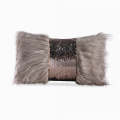 Fluffy Sequin and Faux Fur Bow Pillow Case with Inner Cushion