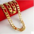 Heavy  3mm Gold Filled Stainless Steel Figaro Chain Necklace 60cm