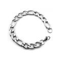 316L Solid Stainless Steel Figaro Link Chain Bracelet 22cm - 8mm