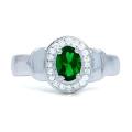 1.10ct Sim. Green Tsavorite Oval Halo Ring 925 Sterling Silver - Size 6(M)