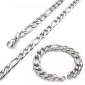 8mm Heavy TITANIUM STEEL Figaro Chain Necklace and Bracelet SET