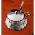 Glass and Stainless Steel Serving Bowl Sugar/salt Server with Lid and Spoon