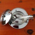 Glass Sugar / Salt Server with Lid and Spoon Stainless Steel Serving Bowl Great for Storing Salt,...