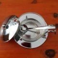 Glass and Stainless Steel Serving Bowl Sugar/salt Server with Lid and Spoon