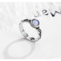 S925 Sterling Silver Opal Ring with Braided Design - Size 10 (T)