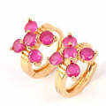 Fuchsia Mini Flower Gold Hoop Earrings