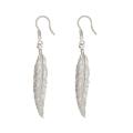 Silver Feather Charm Dangle Earrings