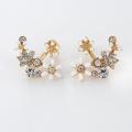 GORGEOUS Daisy Flowers with Crystals Stud Earrings