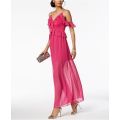 Pink Short-sleeve Cold-shoulder Casual Maxi Dress (Size 6)