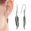 Silver Feather Charm Dangle Earrings