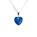Ocean Blue Heart 925 Silver Necklace Plus Threader Earrings Jewellery Set