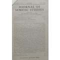 Journal of Semitic Studies (Vol. 5, No. 3, July 1960)