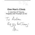 One Man's Climb: A Journey of Trauma, Tragedy and Triumph on K2 (Inscribedby Author) | Adrian Hayes