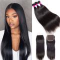 Peruvian Straight Virgin Hair Weave Extensions with Lace Closure - 10A Grade PLUS FREE WIG CAP - 8''