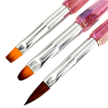 Acrylic & Gel Brush - Pink Glitter Stem - 3pcs